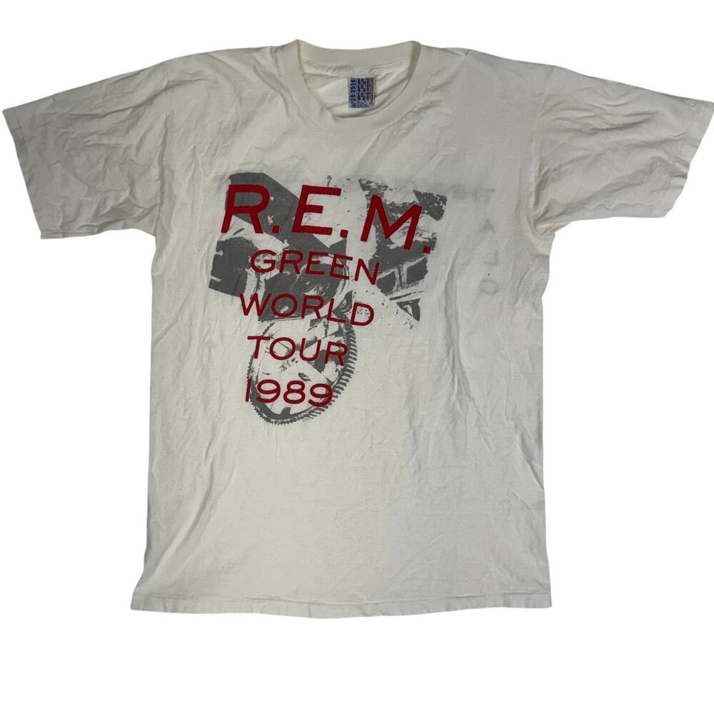 Vintage 1989 R.E.M. Green World Tour Local Crew T-Shirt | Stagehand Graphic Tee